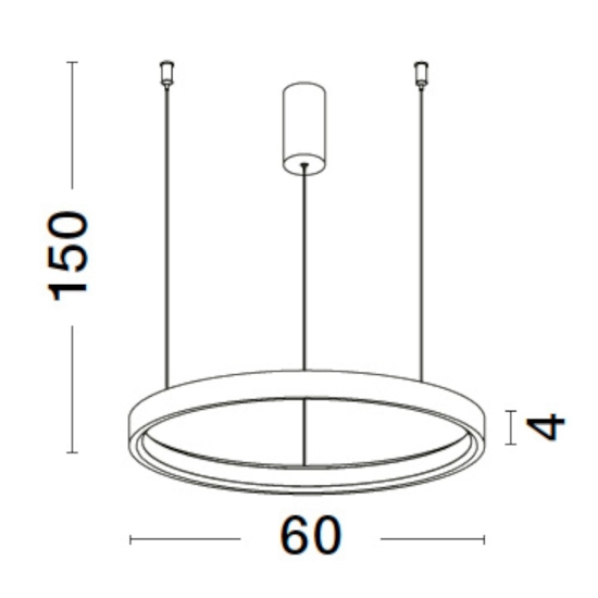 Lampadario a sospensione anello nero led 40w 3000k dimmerabile per soggiorno